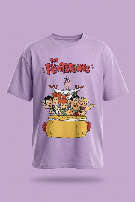 The Flintstones lavender tee front garment-only mockup