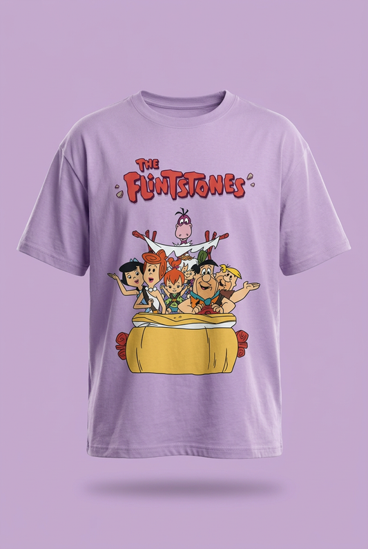The Flintstones lavender tee front garment-only mockup