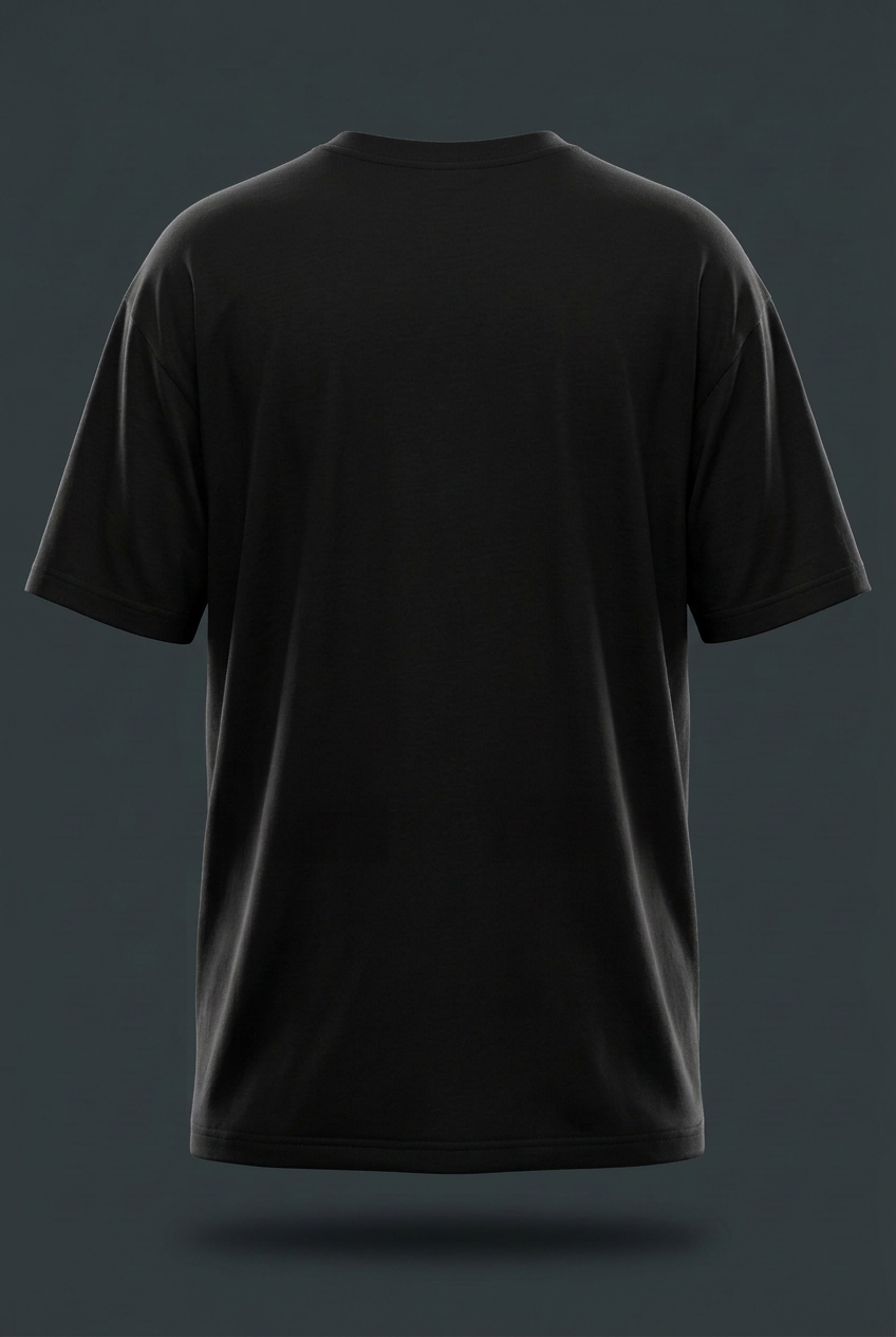 Plain black back of relaxed regular-fit tee