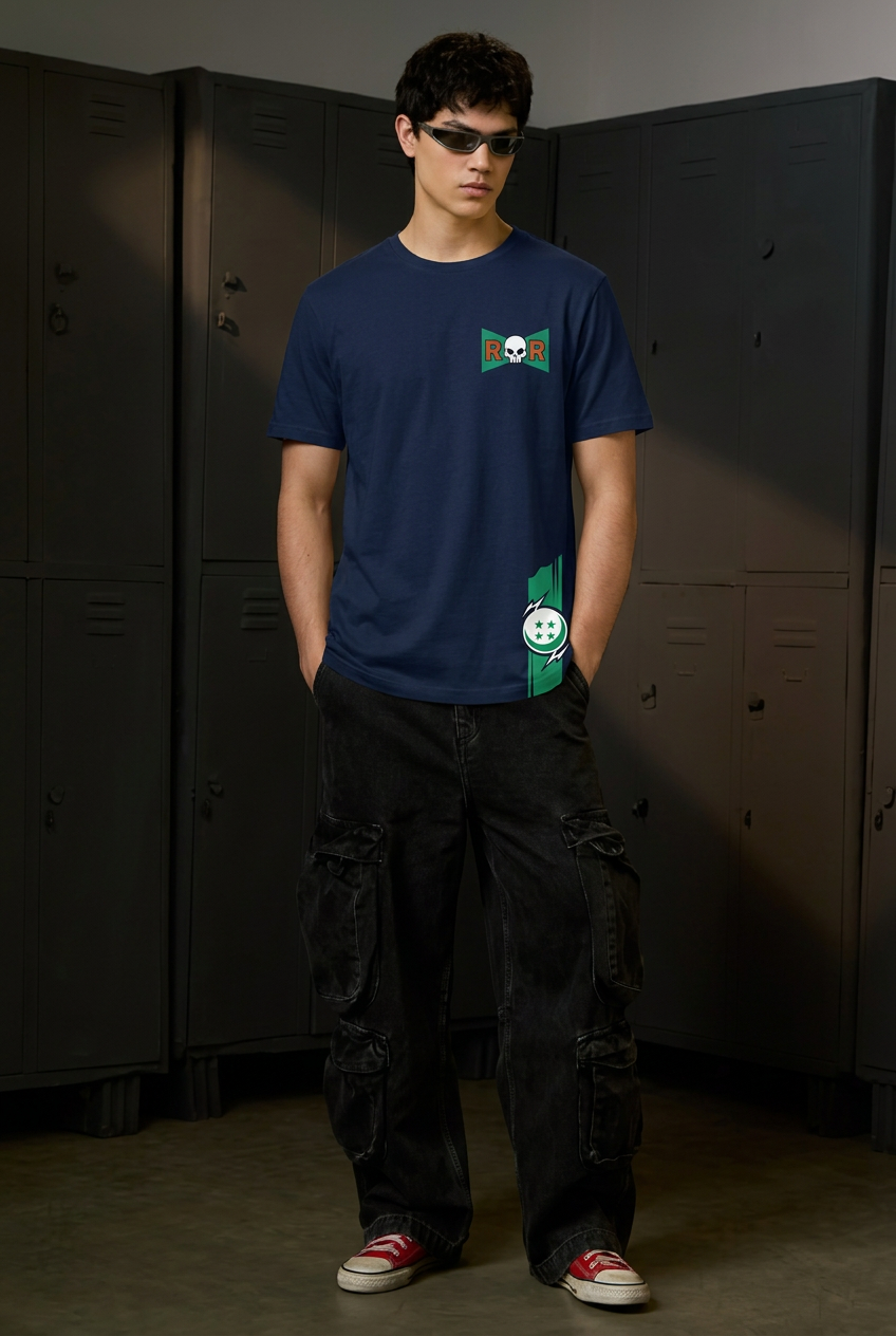 Cell navy regular-fit tee full-body front