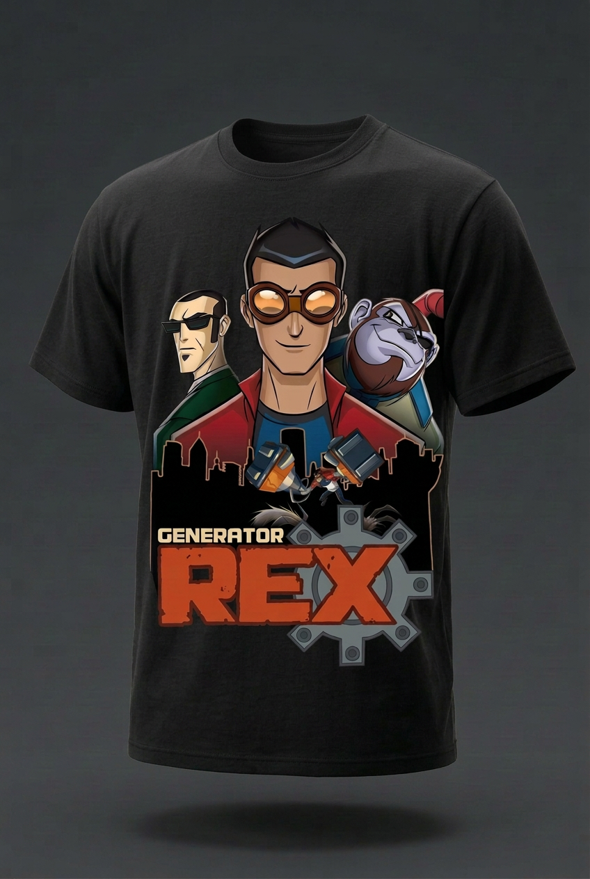 Generator Rex relaxed regular-fit black tee angled garment-only view