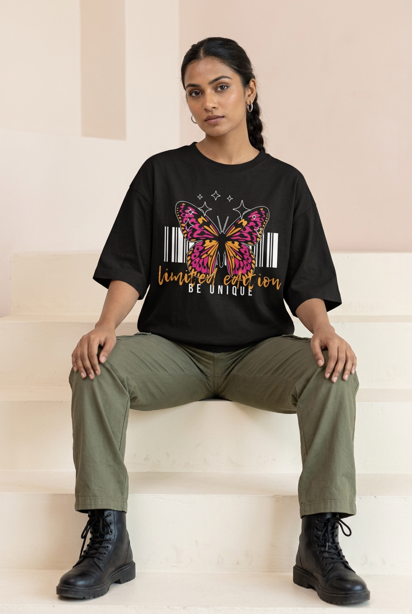 Butterfly oversized tee styled with cargo pants
