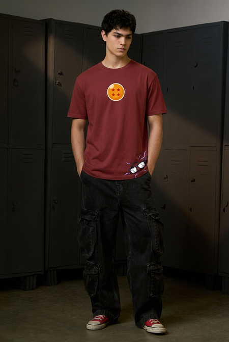 Gohan maroon regular-fit tee full-body front