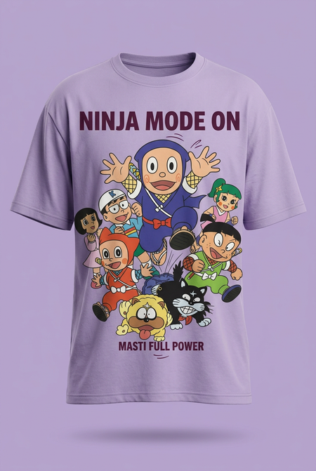 Ninja Hattori lavender tee front garment-only mockup