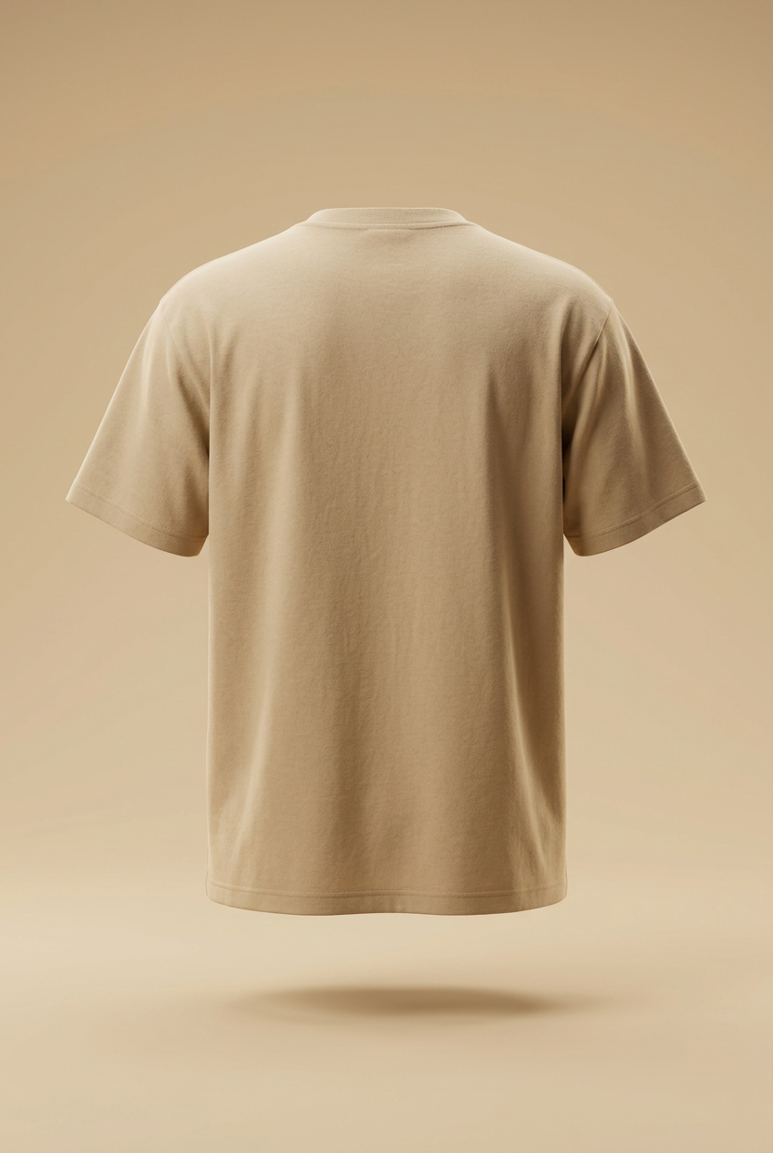 Plain back of sand-beige relaxed regular-fit tee