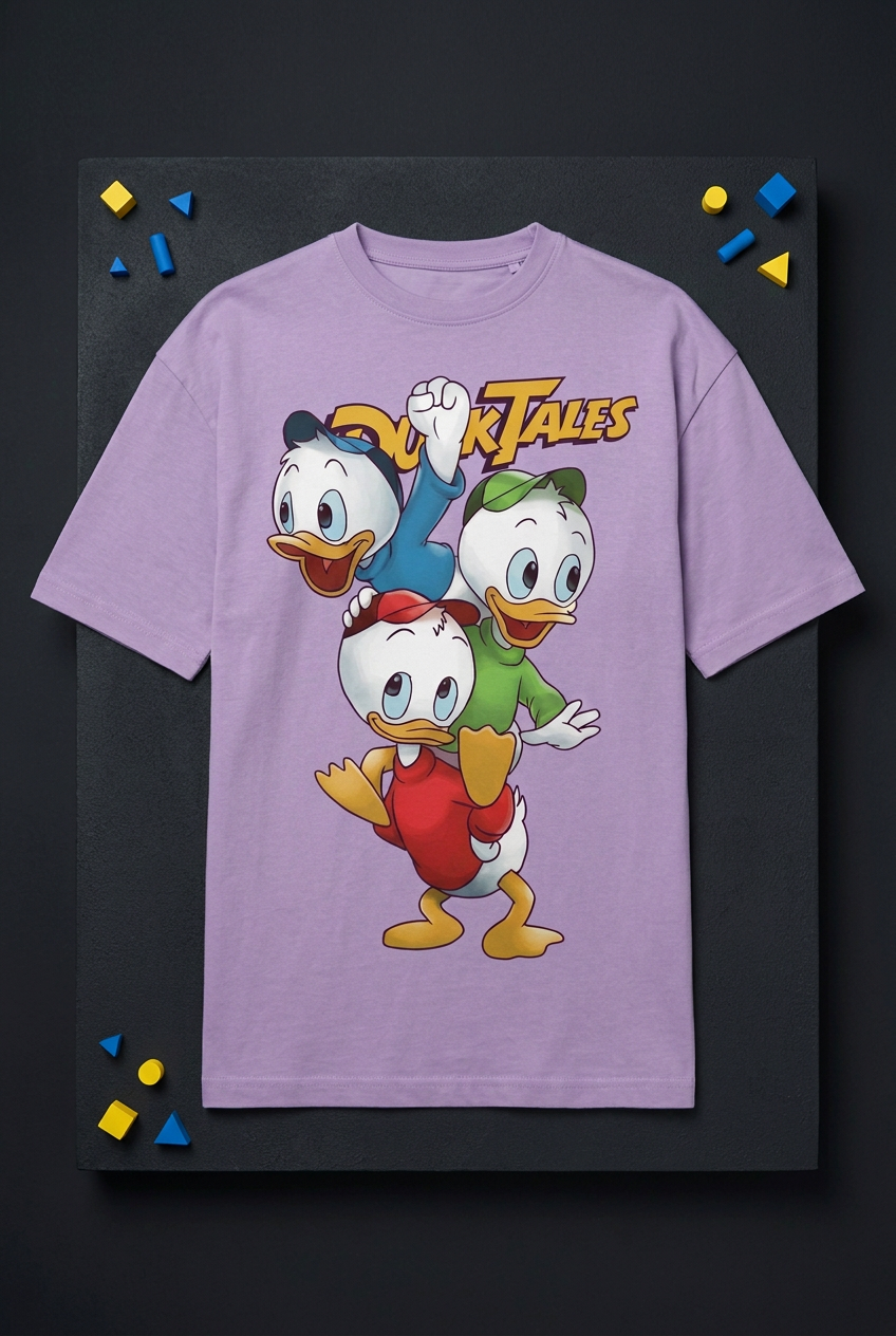 DuckTales lavender tee styled flat lay