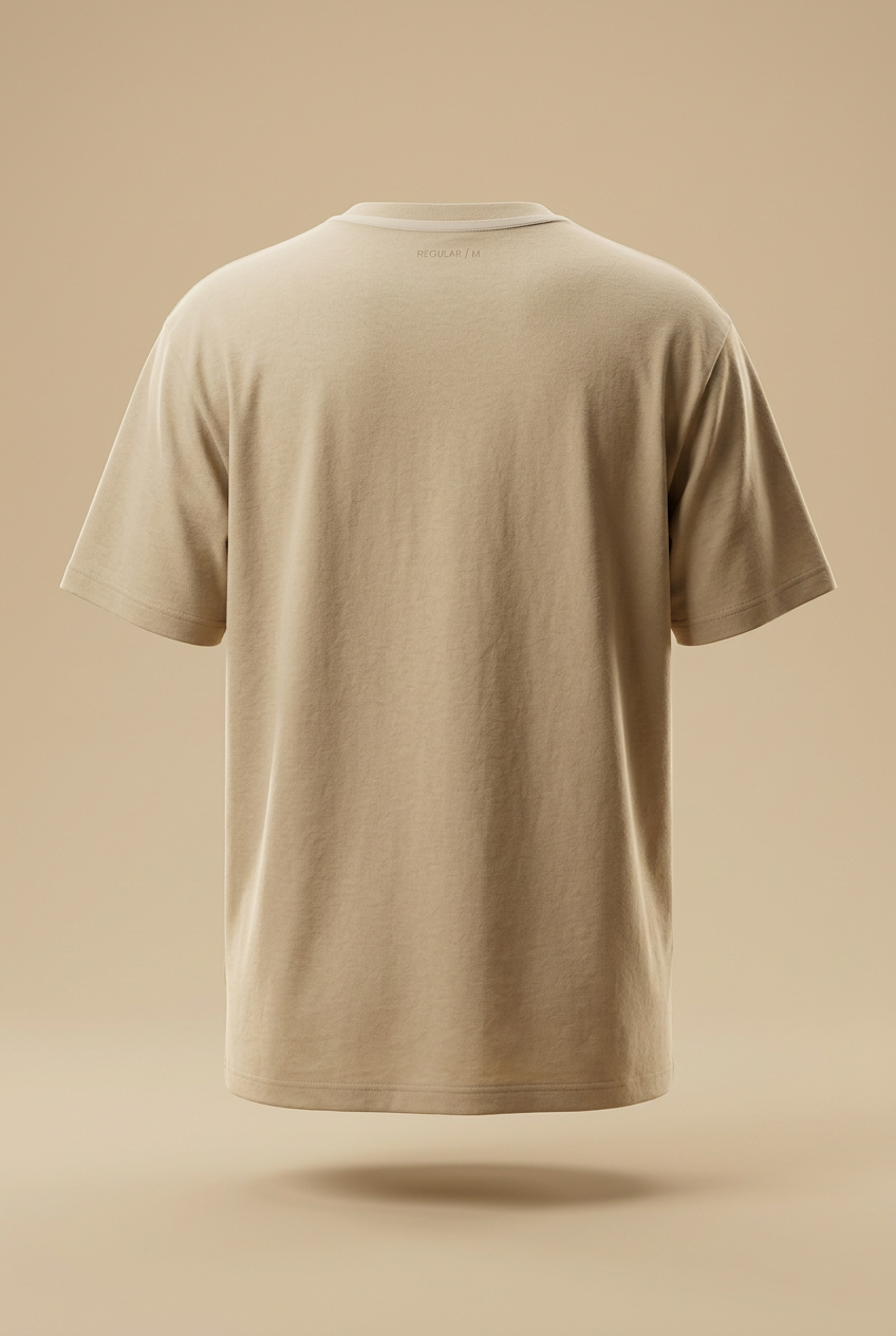 Plain back of sand-beige relaxed regular-fit tee