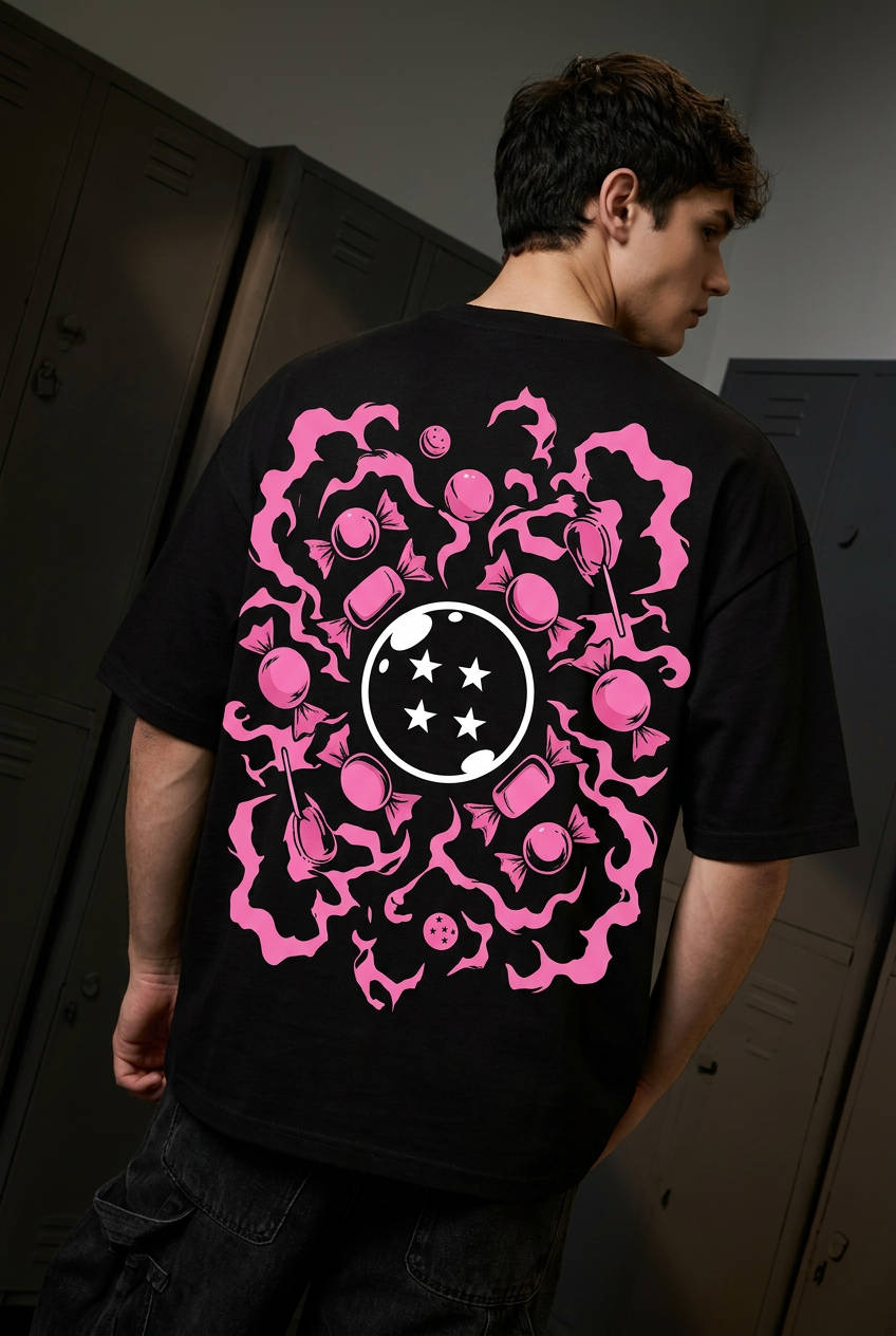 Buu black oversized tee back