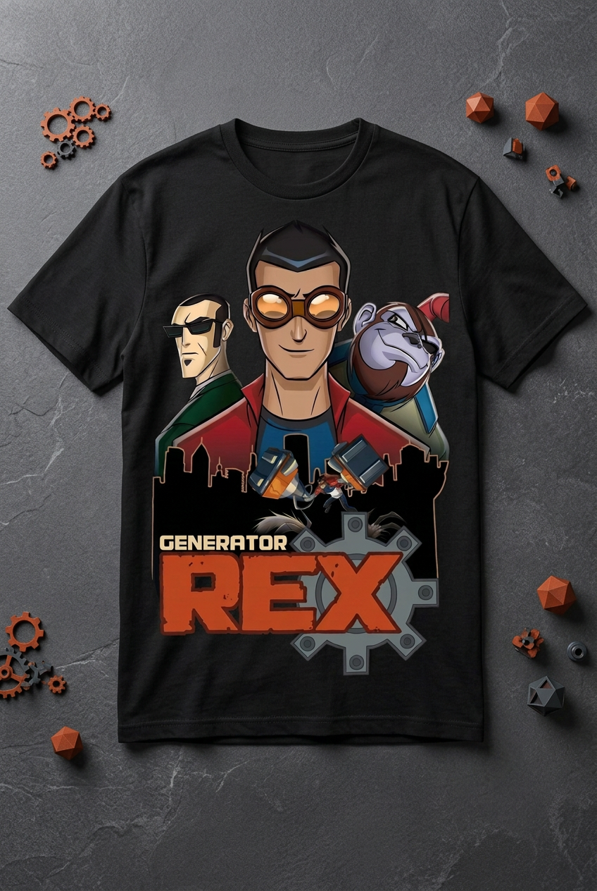 Generator Rex black graphic tee styled flat lay