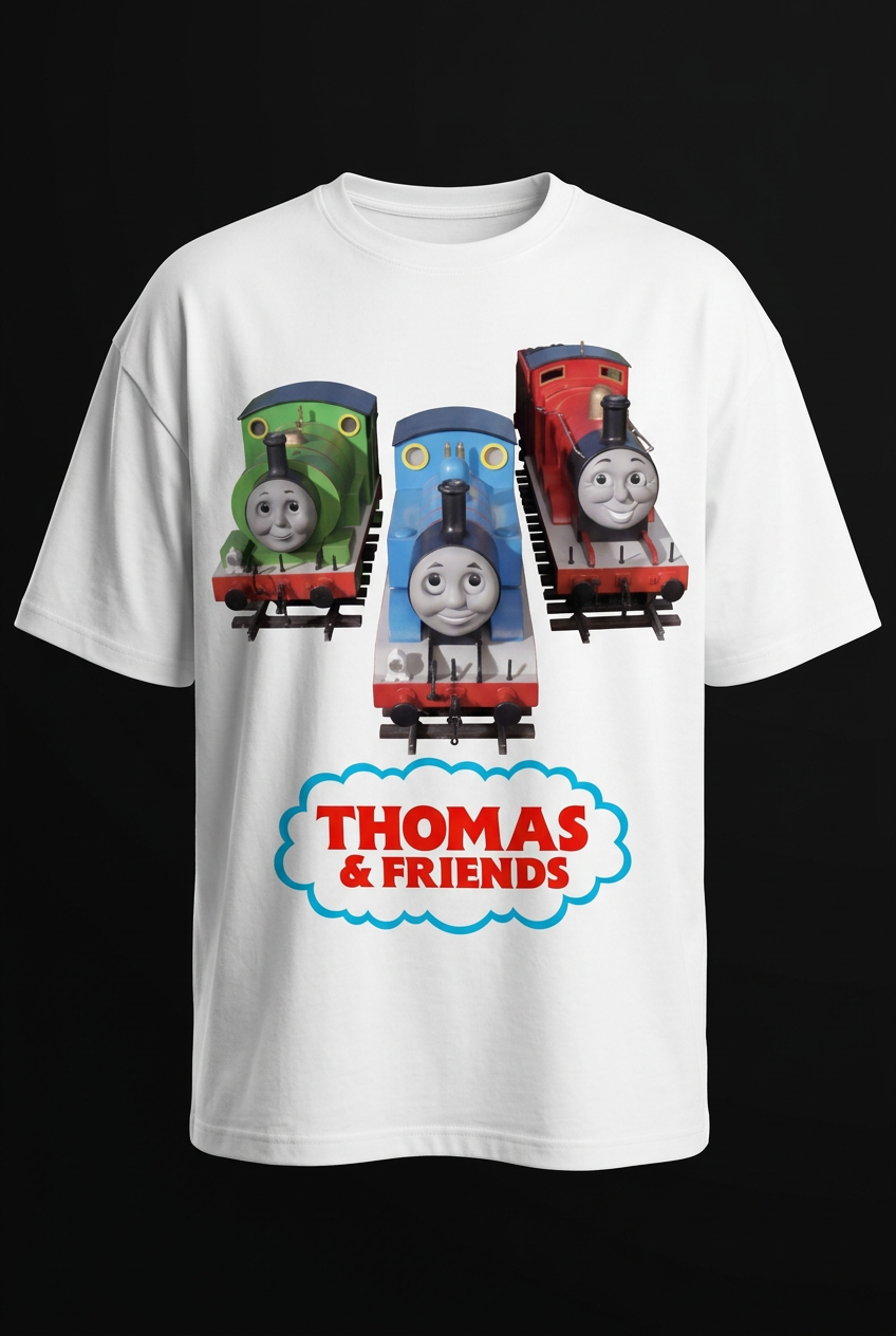 Thomas and Friends white tee front mockup
