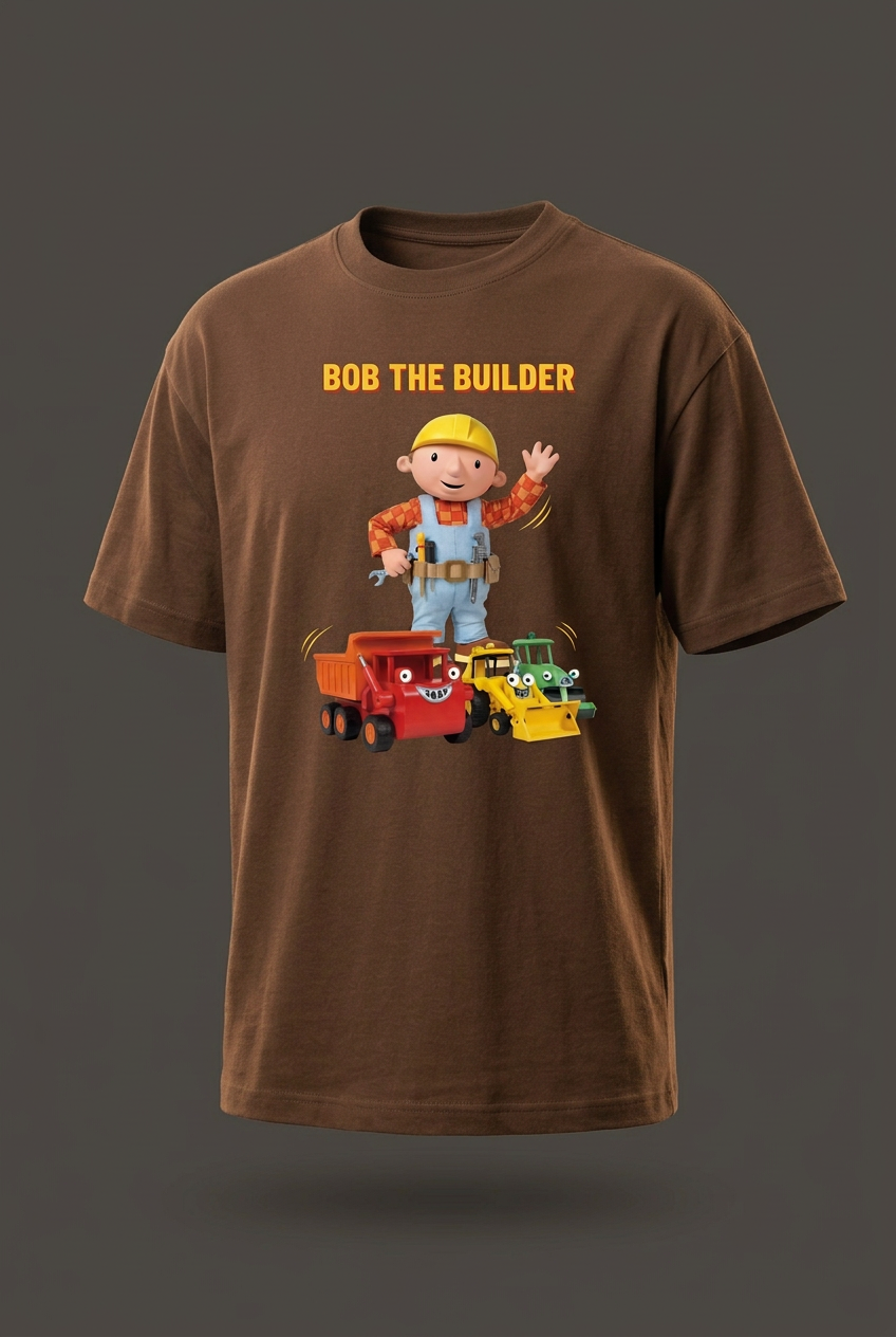 Bob the Builder coffee-brown tee angled mockup