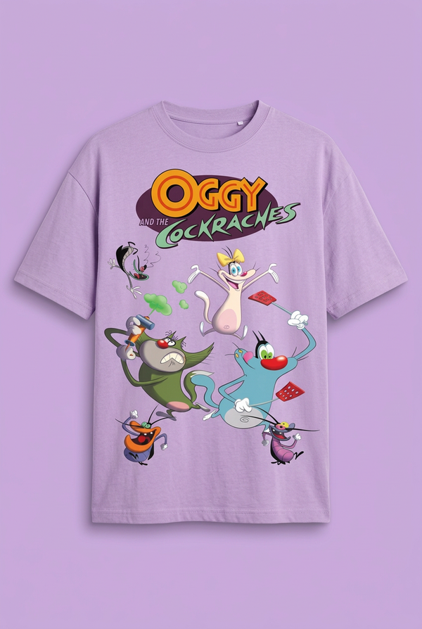 Oggy and the Cockroaches Lavender Graphic Tee