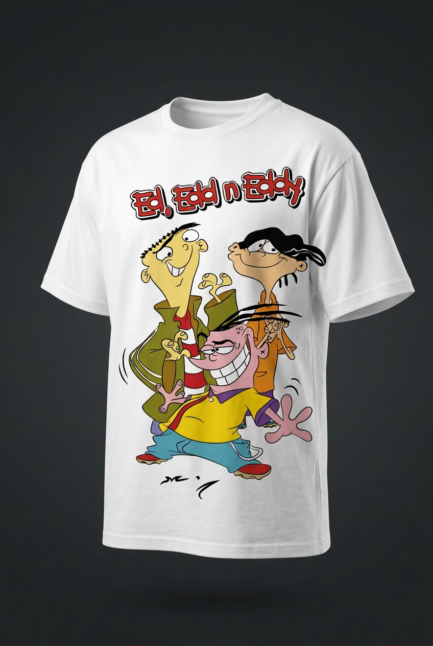 Ed Edd n Eddy white tee angled mockup