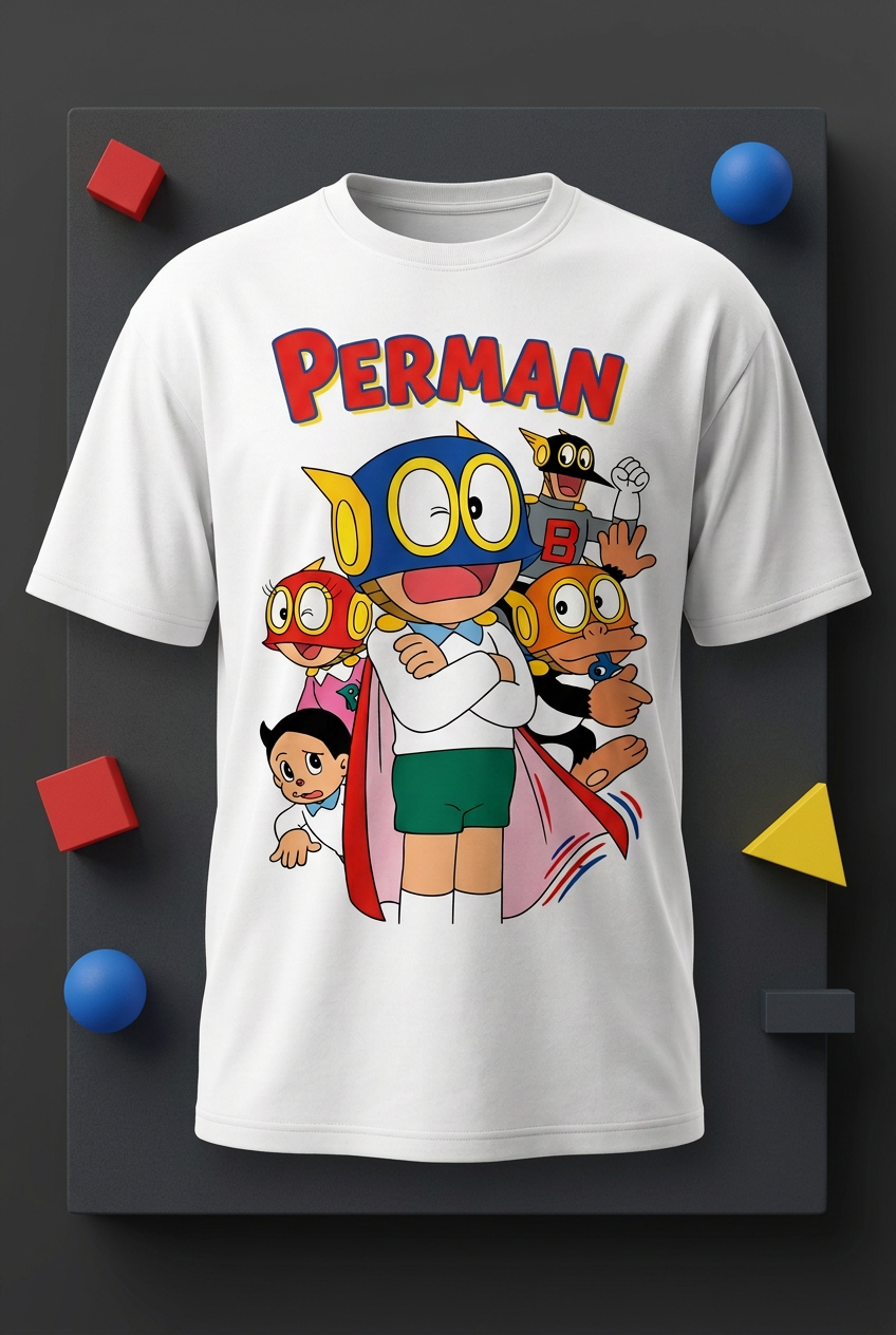 Perman white tee flat lay