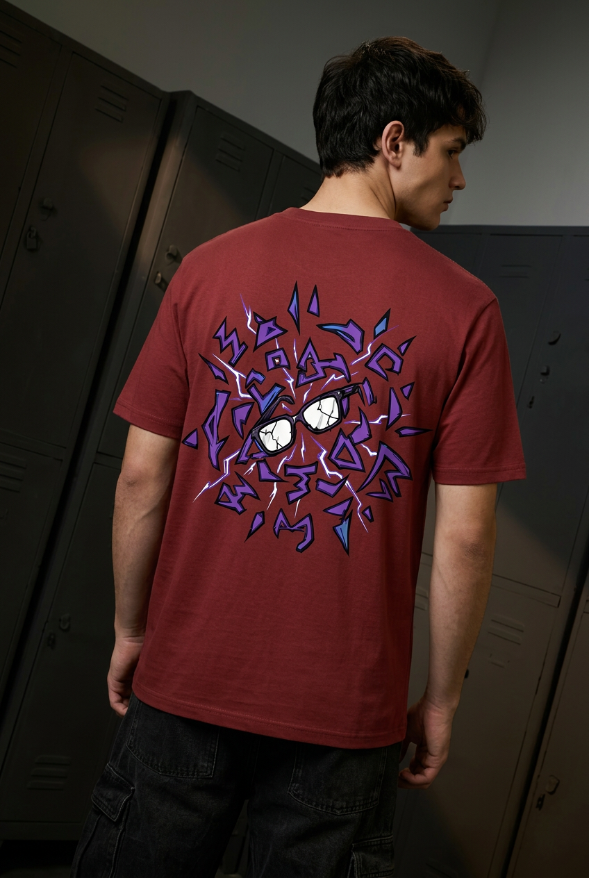 Gohan maroon regular-fit tee back