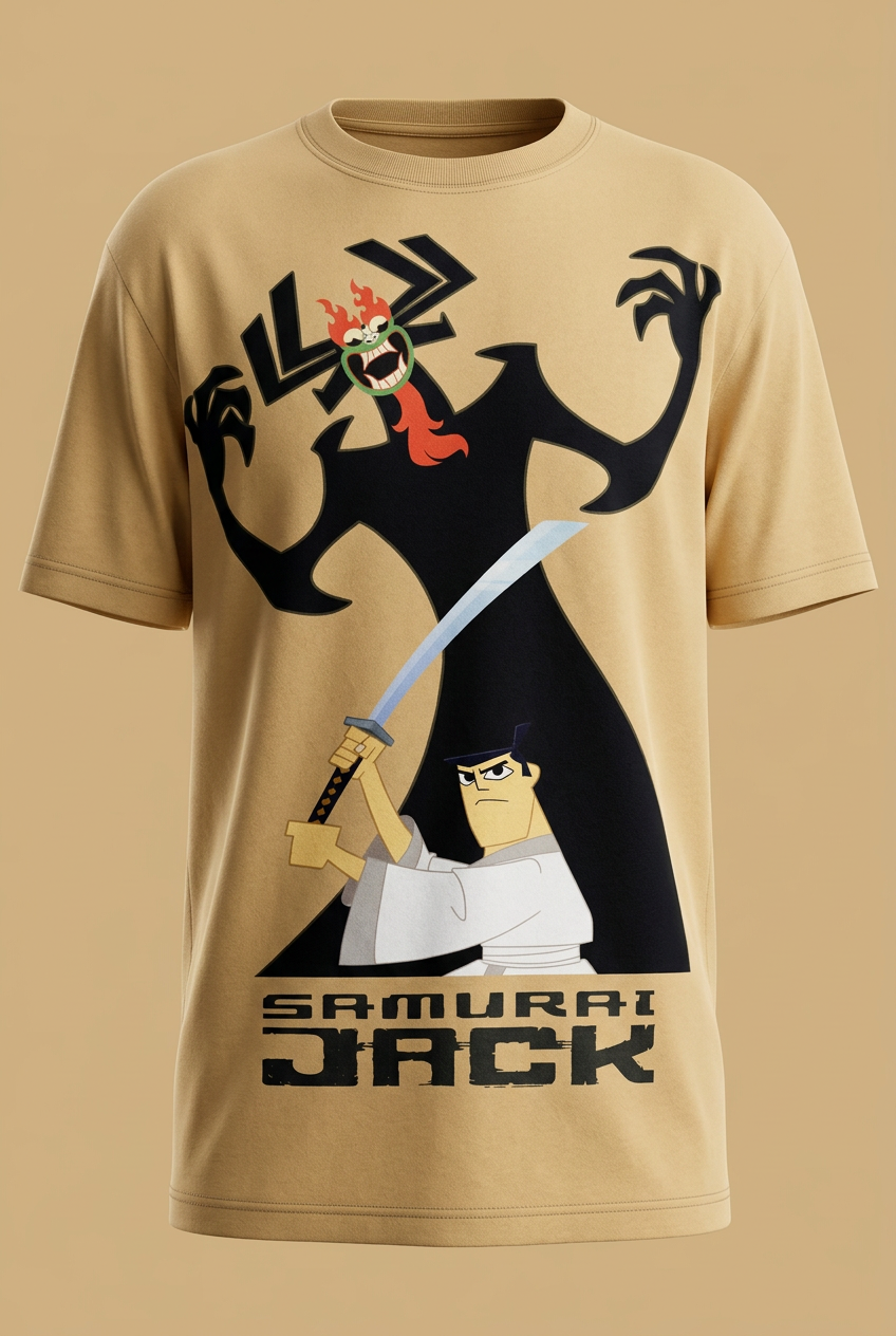 Samurai Jack and Aku front print detail