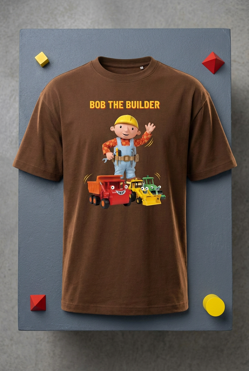 Bob the Builder coffee-brown tee flat lay