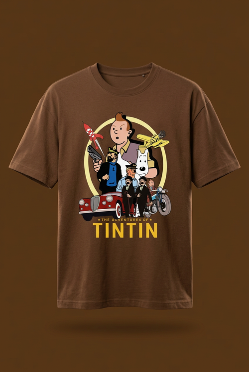 Tintin Coffee Brown Graphic Tee