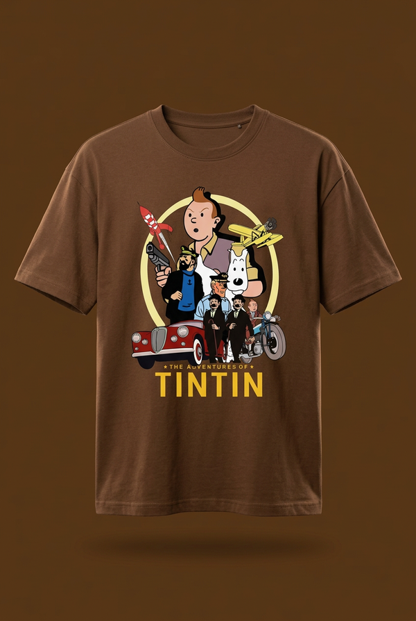 Tintin Coffee Brown Graphic Tee
