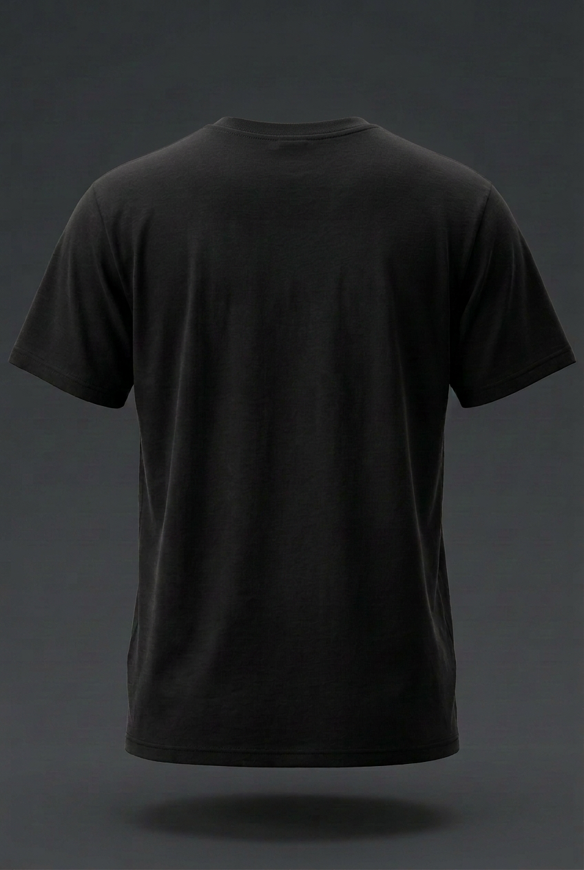 Plain back of black relaxed regular-fit tee