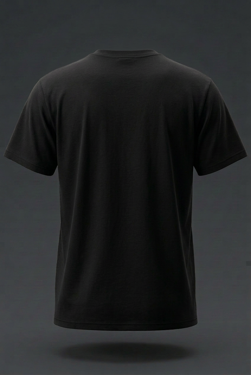 Plain back of black relaxed regular-fit tee