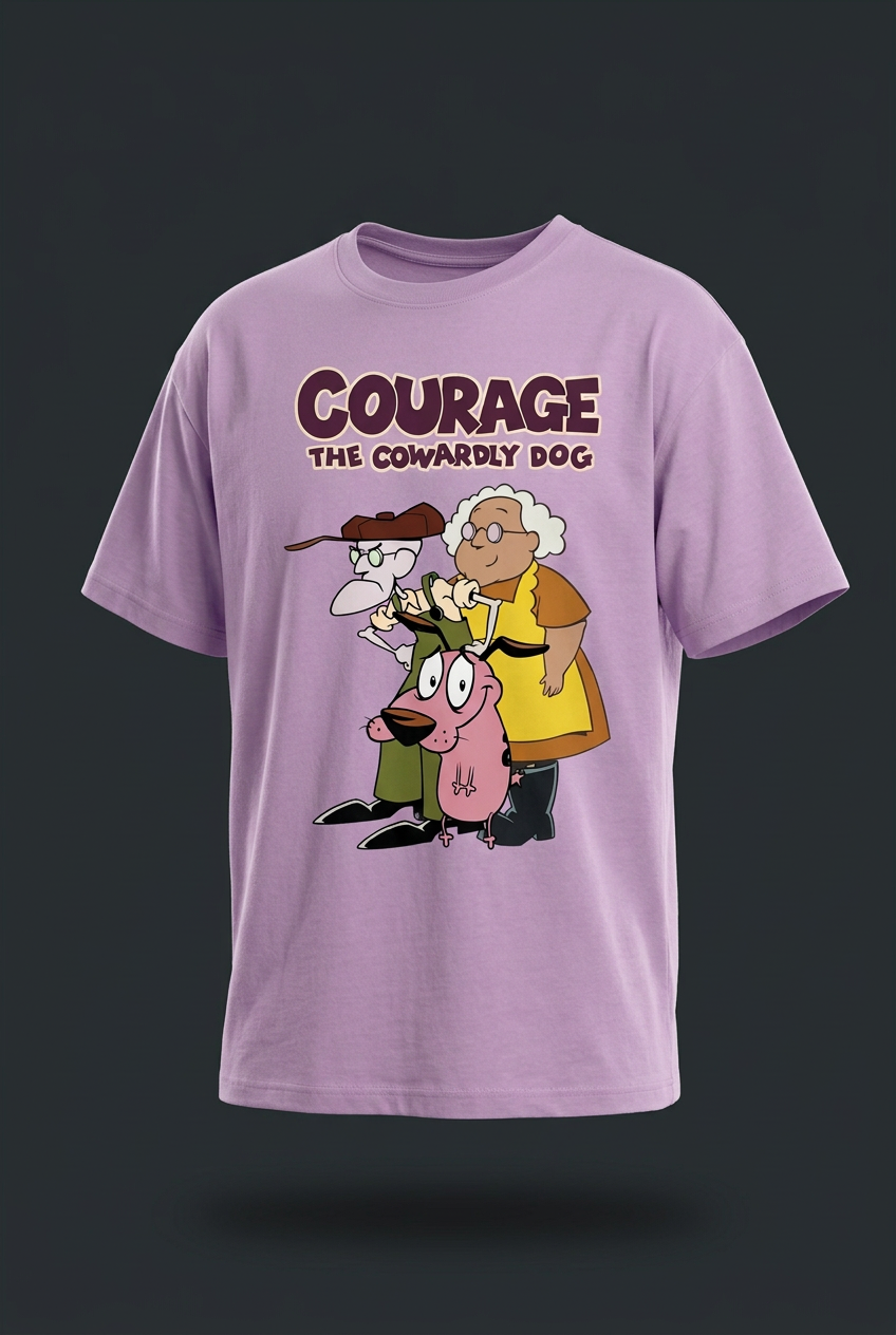Courage lavender graphic tee angled garment-only view