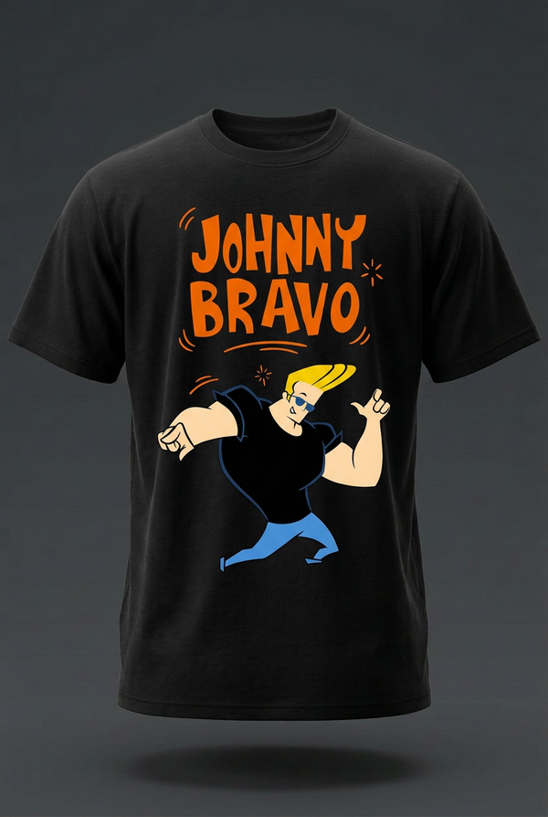 Johnny Bravo Black Graphic Tee