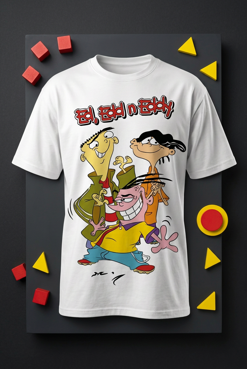 Ed Edd n Eddy white tee flat lay