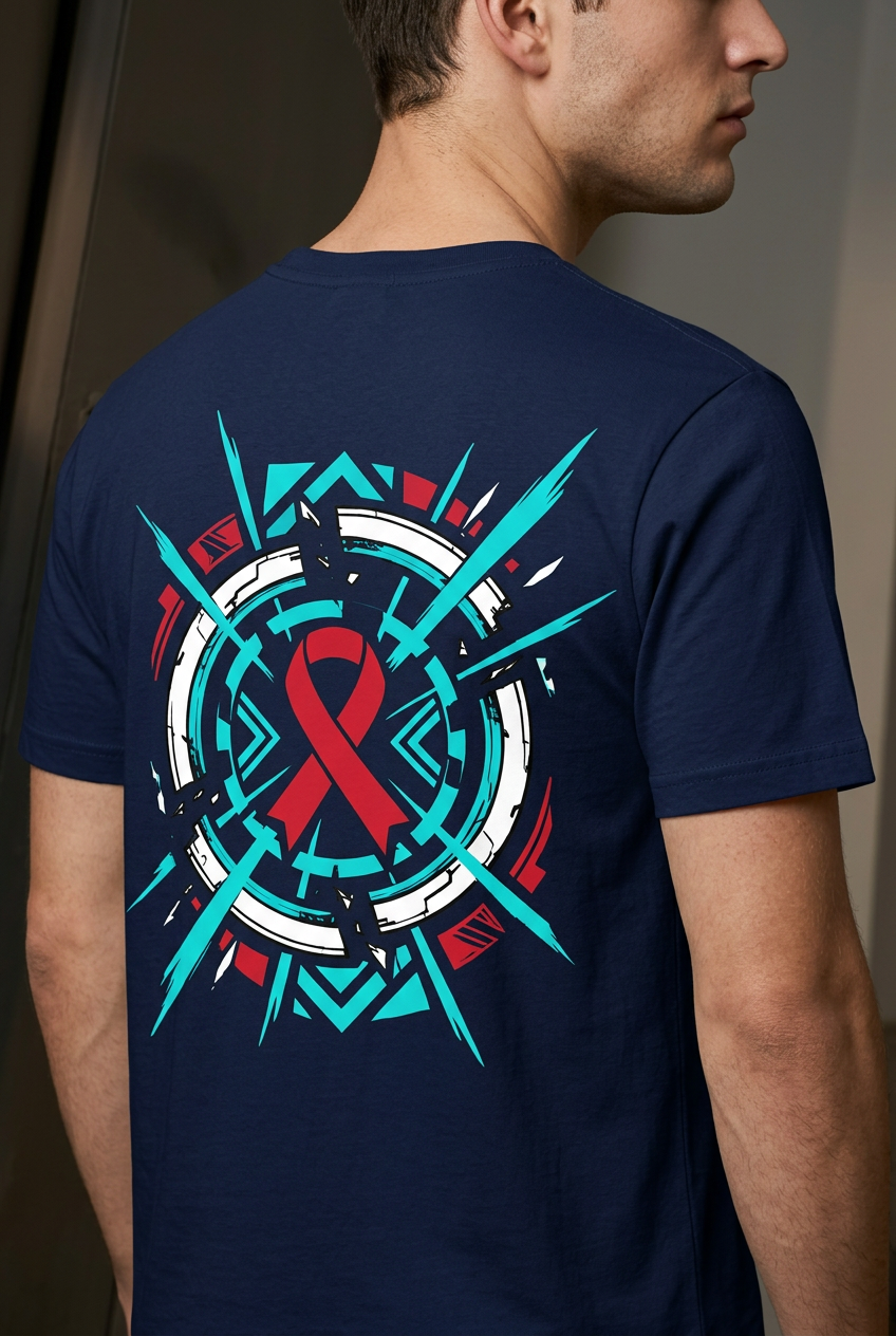 Android 18 turquoise and red back artwork detail
