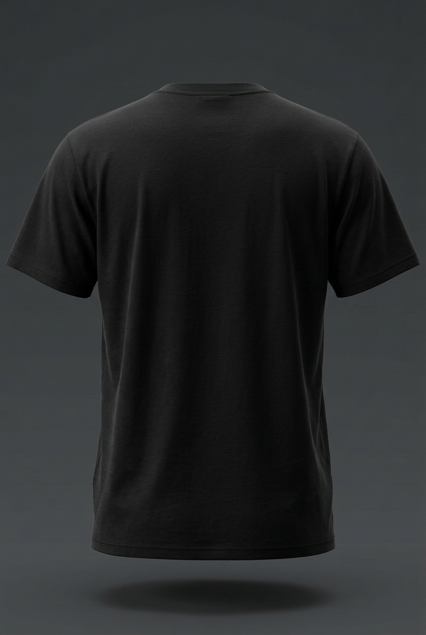 Plain back of black relaxed regular-fit tee