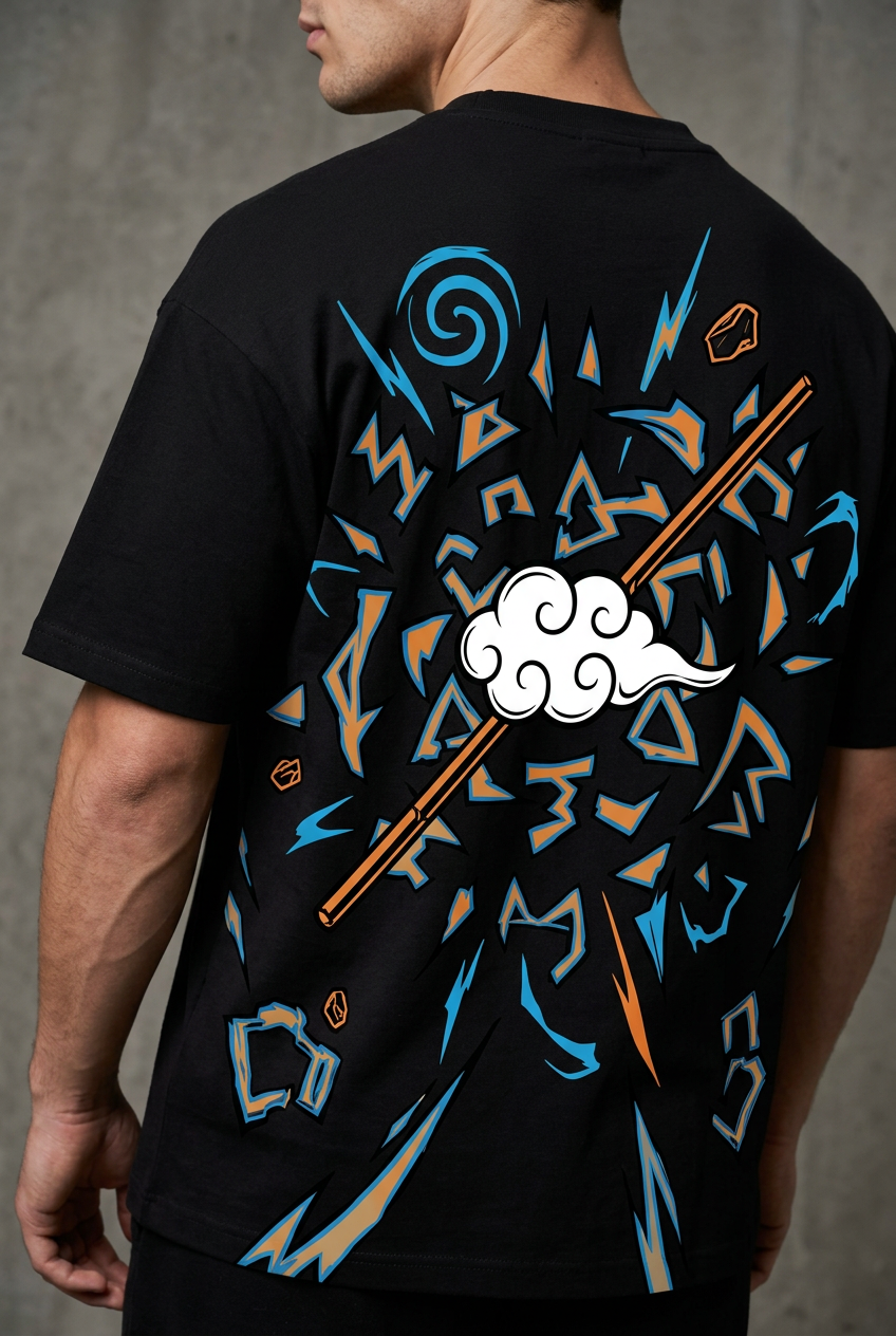 Goku cloud-and-staff back artwork detail