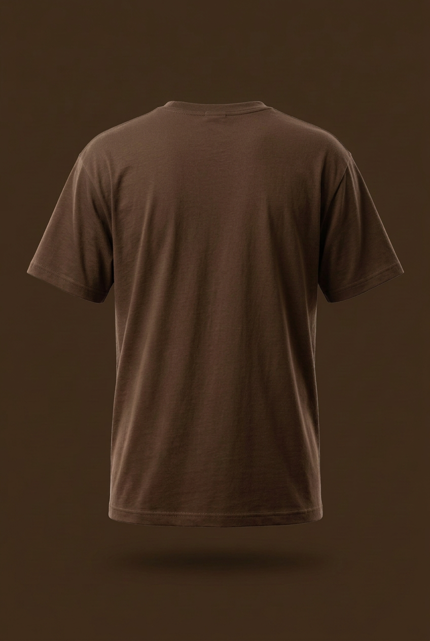 Plain coffee-brown back of relaxed regular-fit tee
