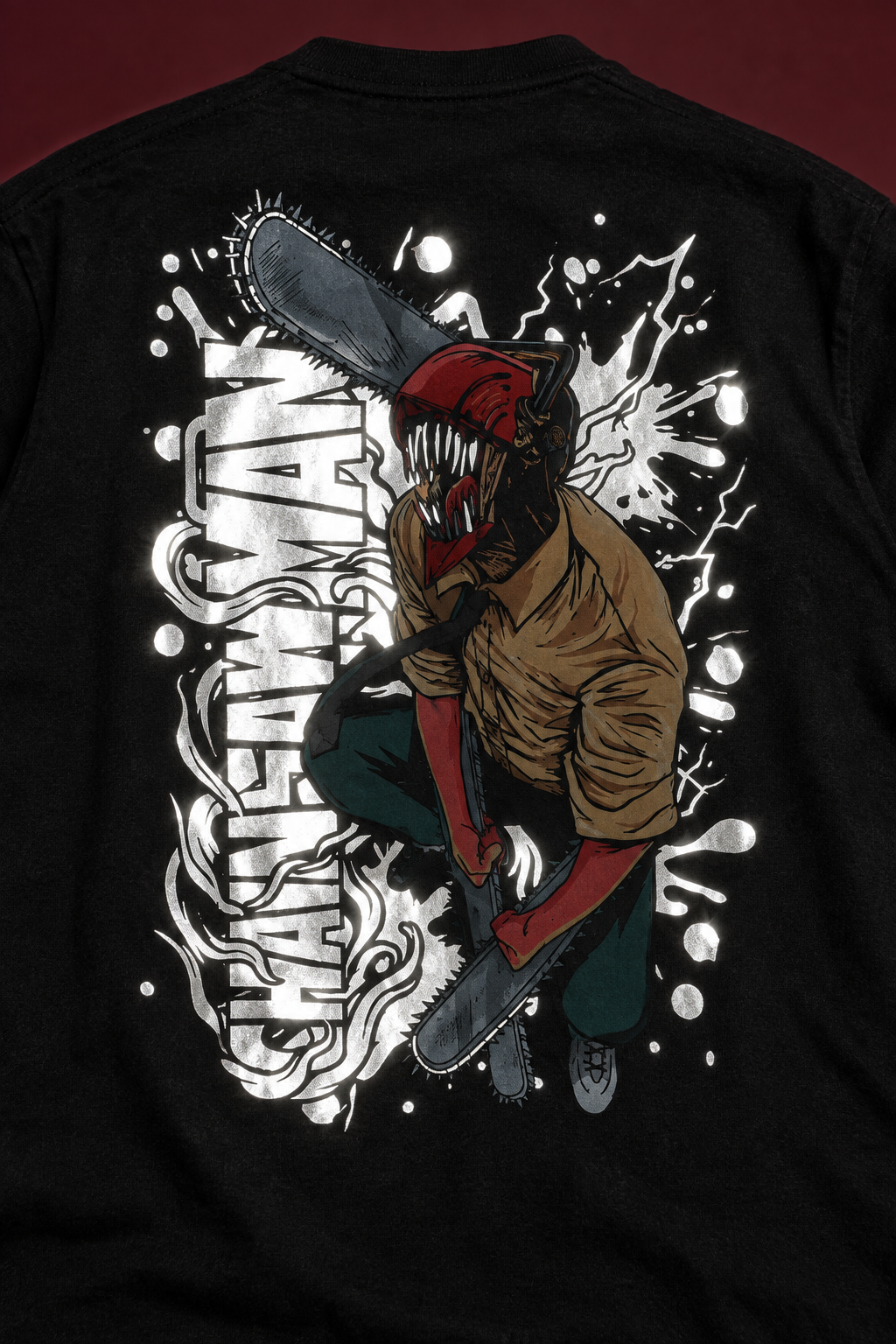 Chainsaw Man reflective print detail