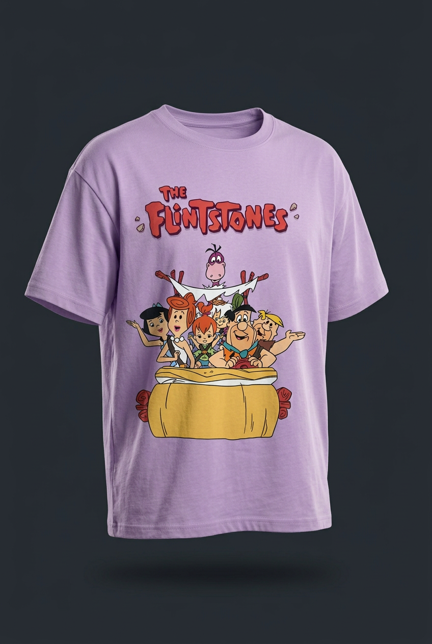 The Flintstones lavender tee angled mockup