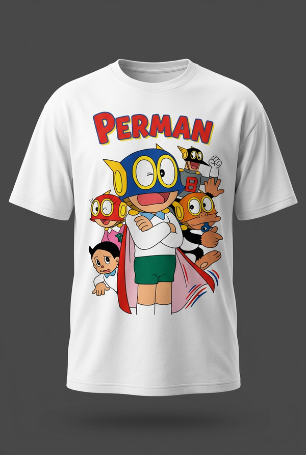 Perman & Friends White Graphic Tee