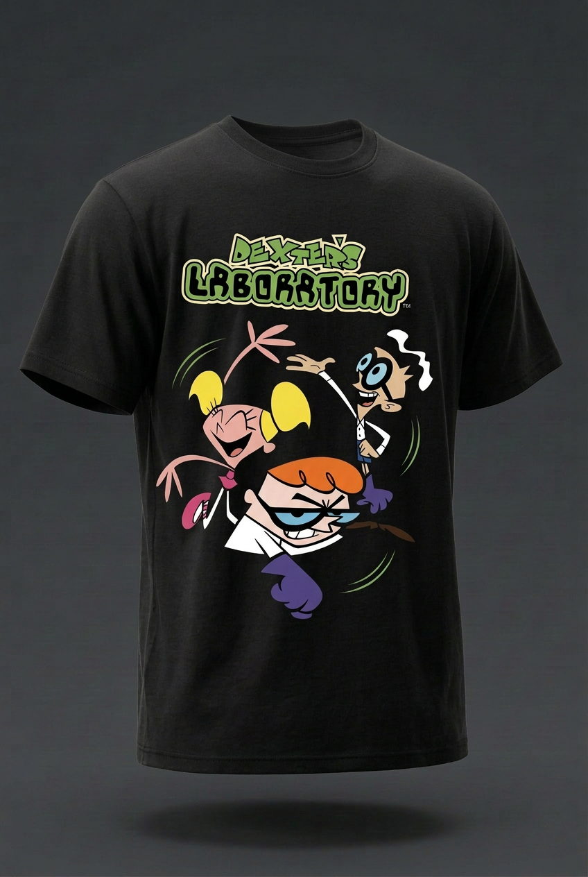 Dexter's Laboratory relaxed regular-fit black tee angled garment-only view