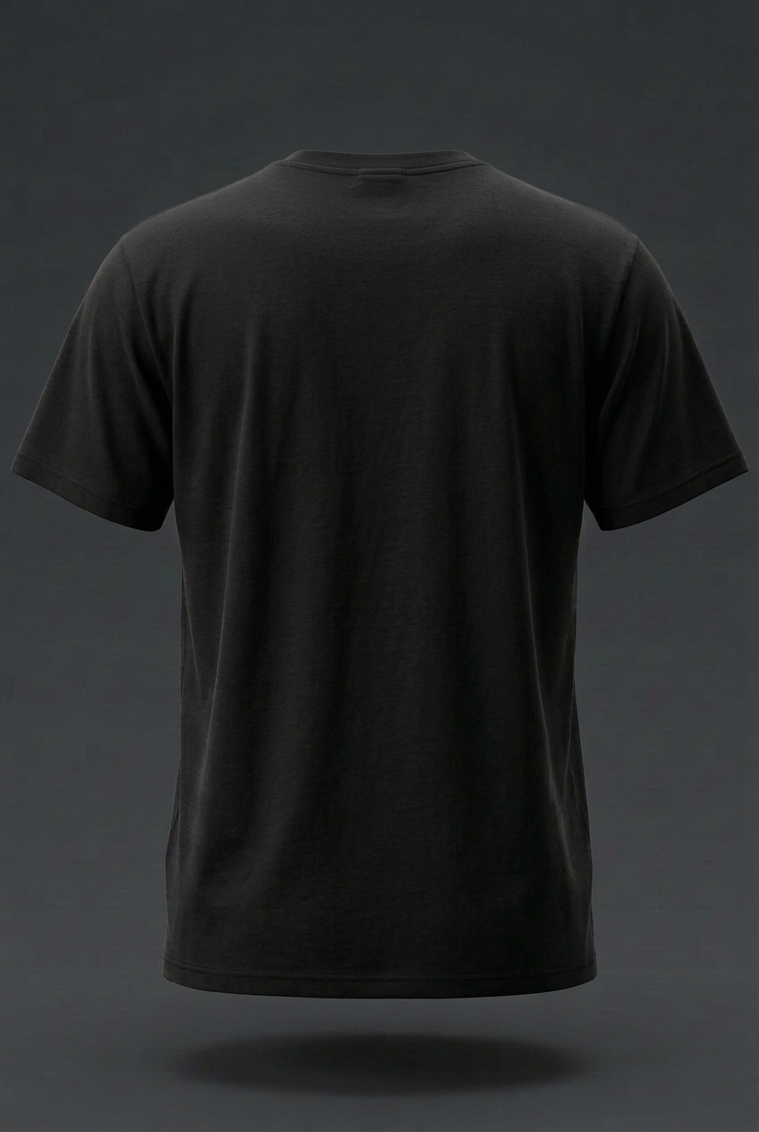 Plain back of black relaxed regular-fit tee