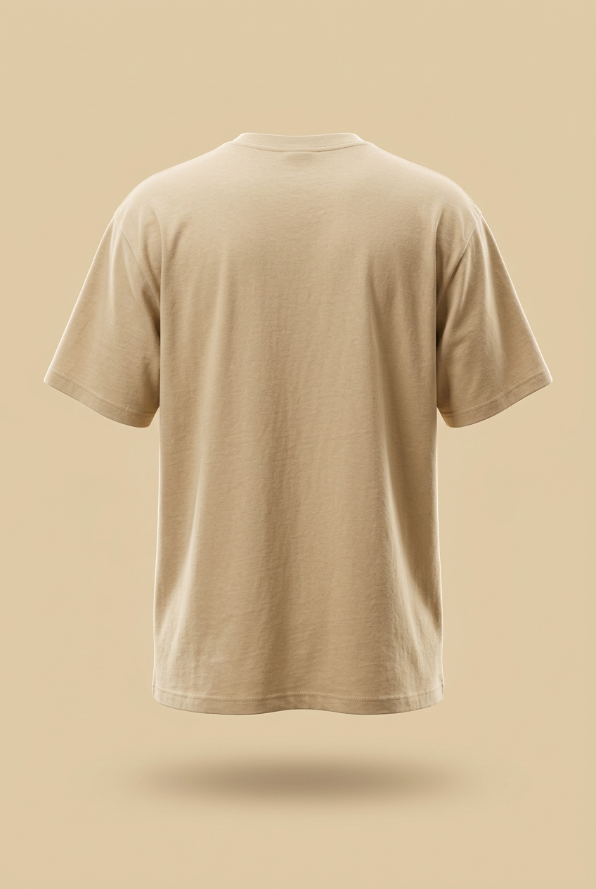 Plain back of sand-beige relaxed regular-fit tee