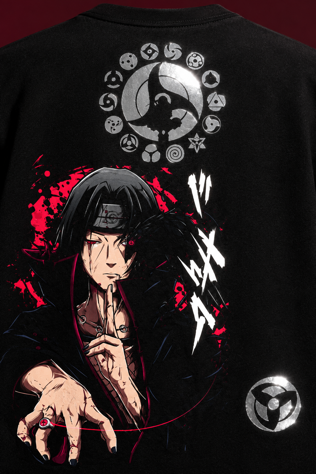 Itachi reflective print detail