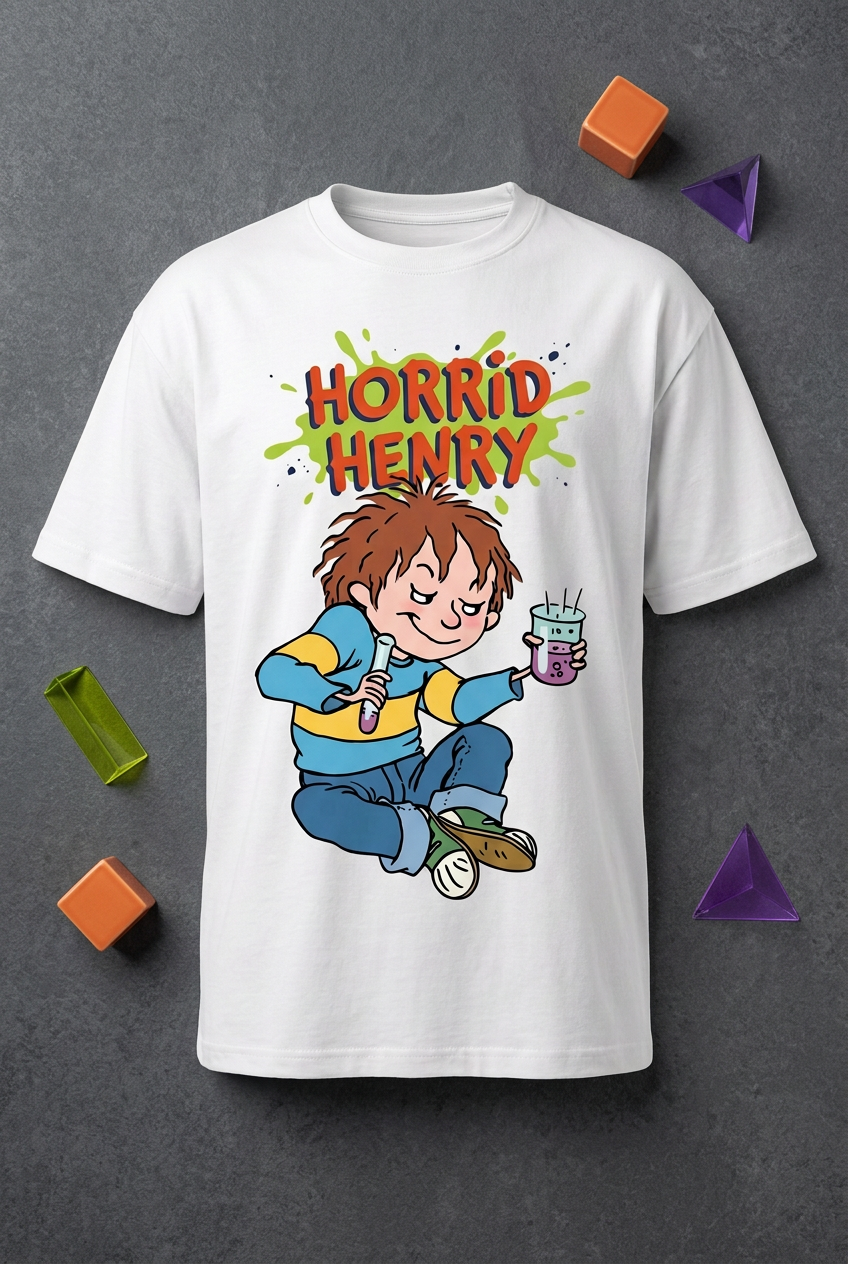Horrid Henry white tee flat lay