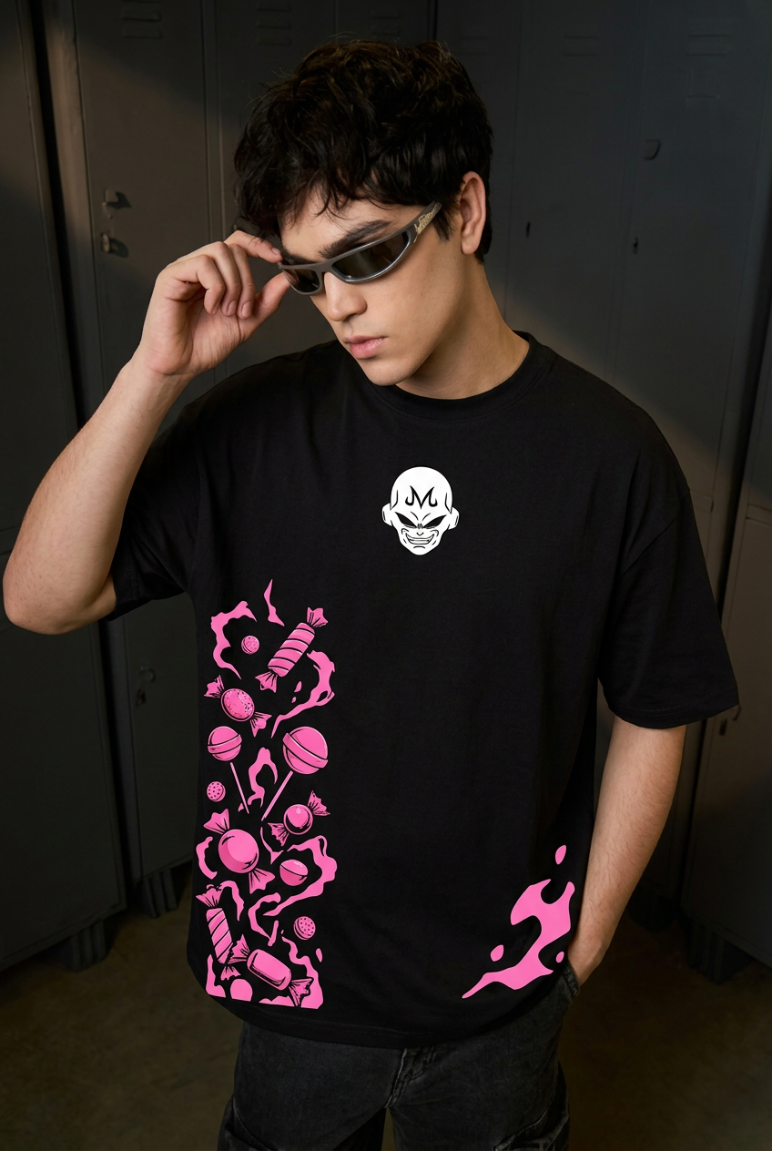 Buu black oversized tee front