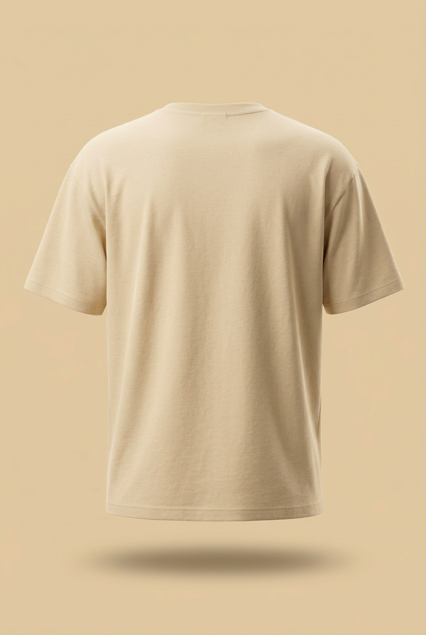 Plain back of sand-beige relaxed regular-fit tee