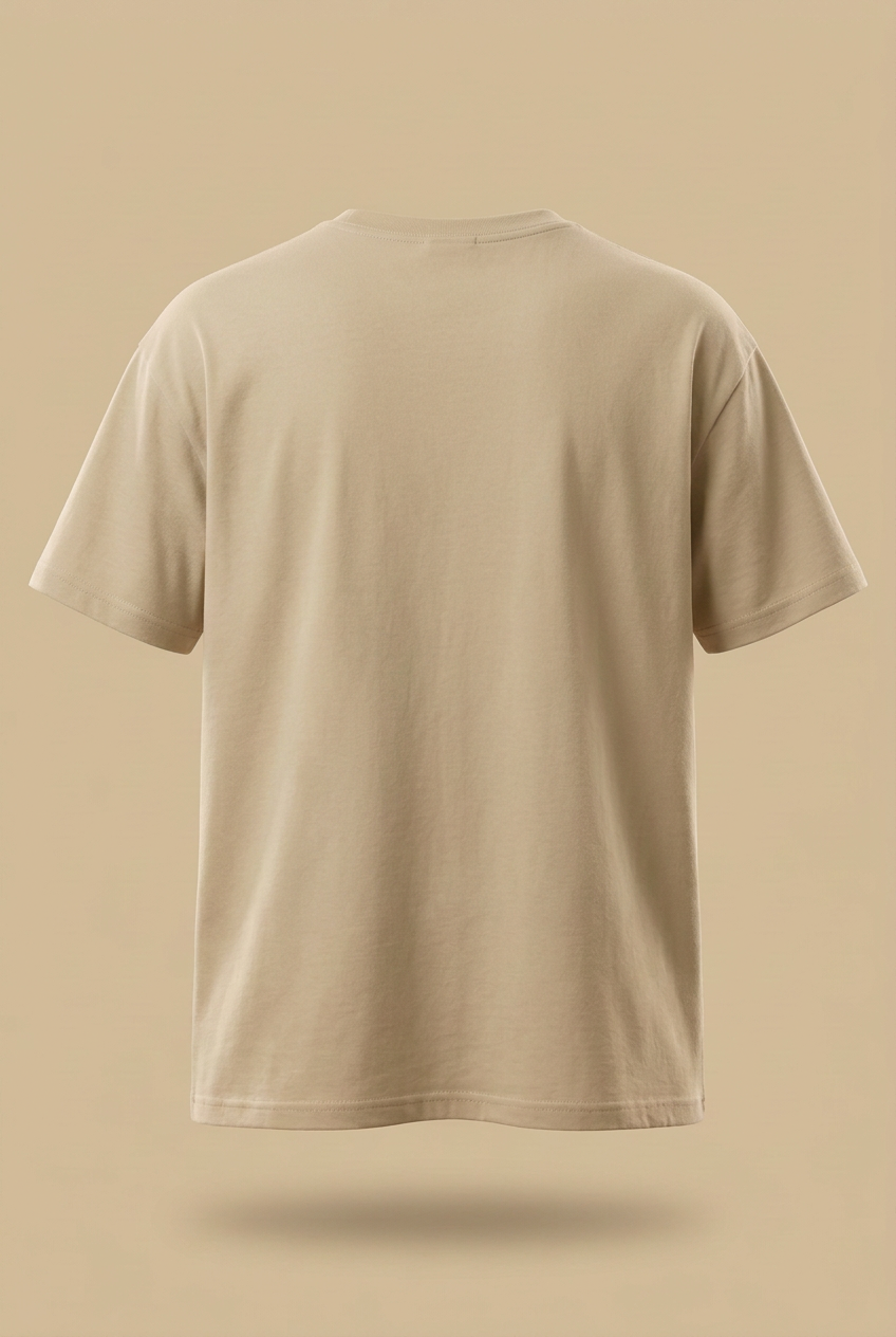 Plain back of sand-beige relaxed regular-fit tee