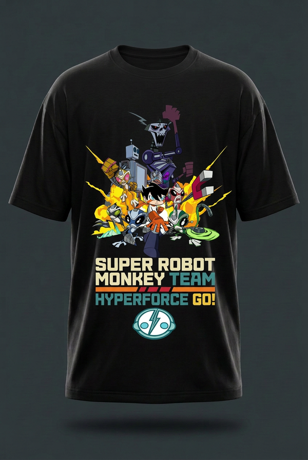 Super Robot Monkey Team Hyperforce Go! Black Graphic Tee