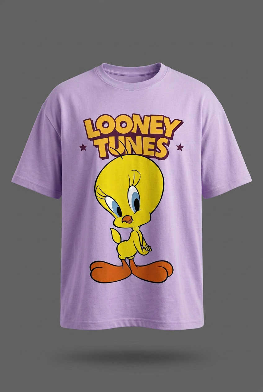 Tweety lavender tee angled mockup