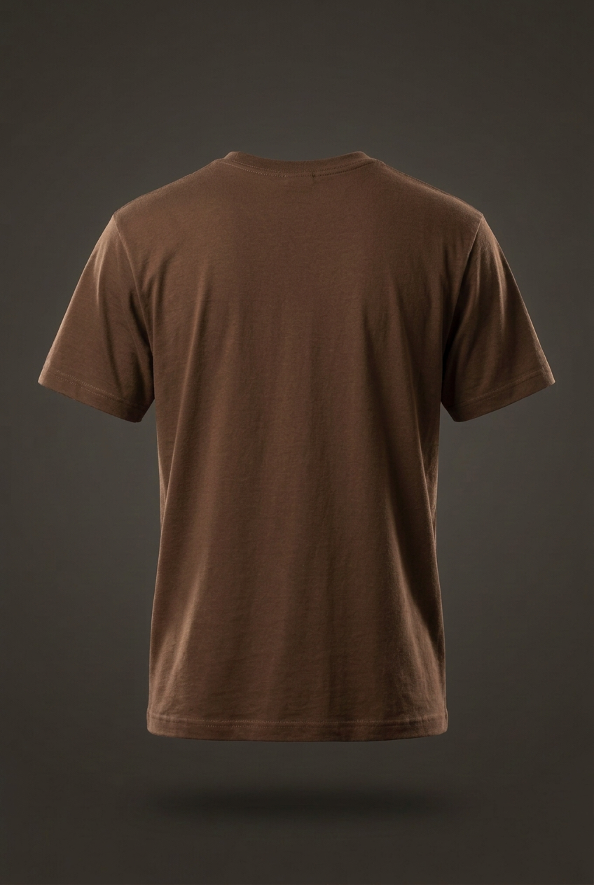 Plain coffee-brown back of relaxed regular-fit tee