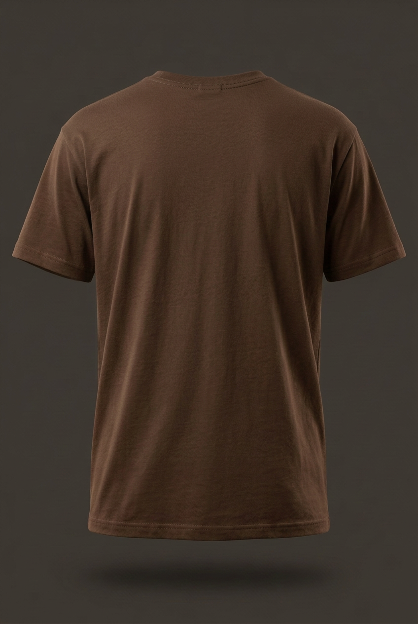 Plain coffee-brown back of relaxed regular-fit tee