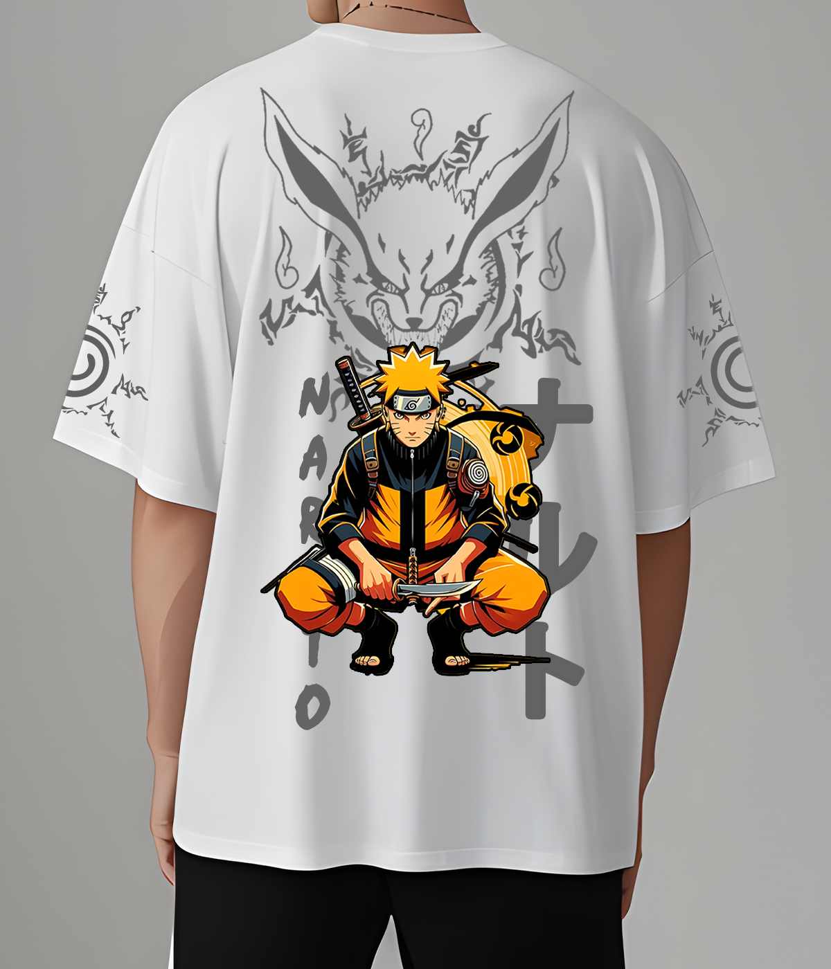 9 tails Reflective oversize drop shoulder t shirt