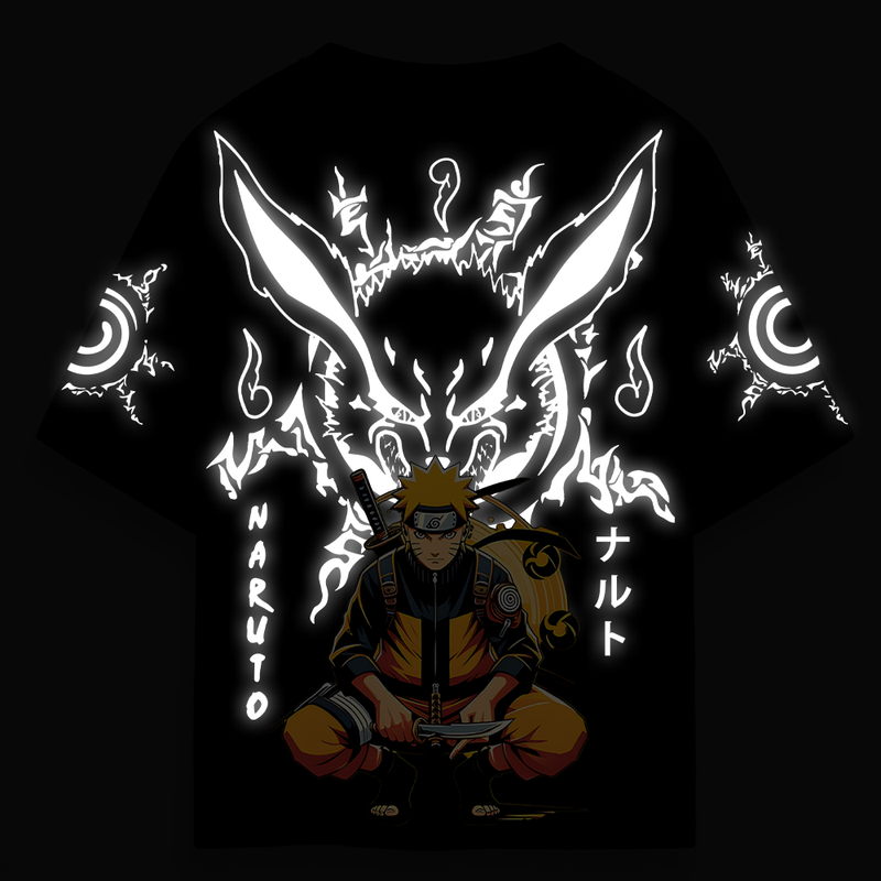 9 tails Reflective oversize drop shoulder t shirt