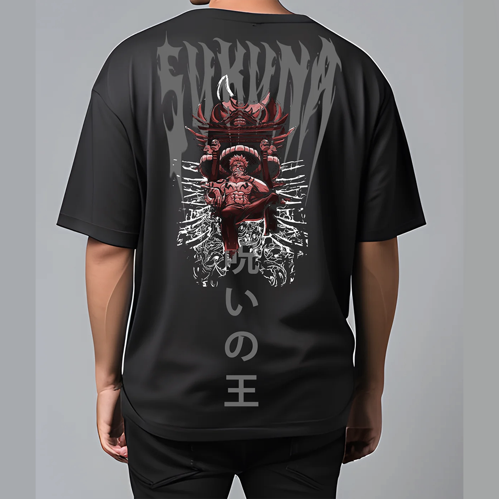 SUKUNA KING Reflective oversize drop shoulder t shirt